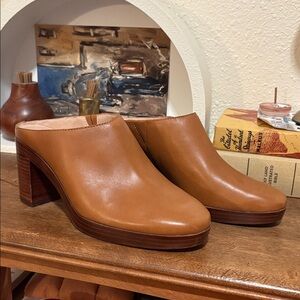 Madewell Women The Daisy Platform Mule Shoe Size 9.5 Heel in Leather